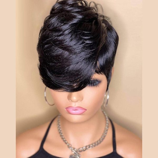 Machine-knitted short bob wig