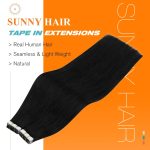 22" Jet Black Tape-In Human Hair, 20Pcs 50g