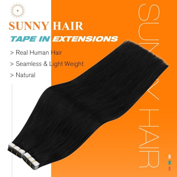 22" Jet Black Tape-In Human Hair, 20Pcs 50g