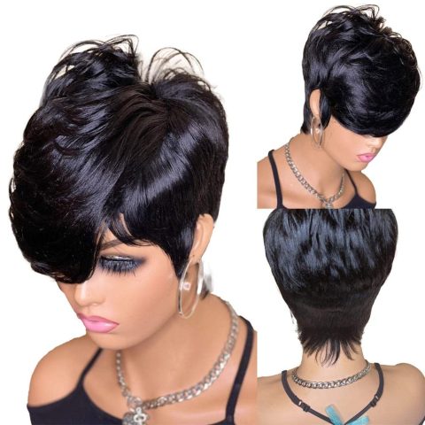 Machine-knitted short bob wig