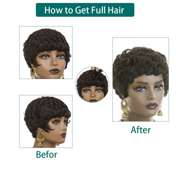 Dark brown short pixie cut wig
