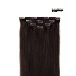 12" Silky Straight Human Hair Clip-Ins, Dark Brown