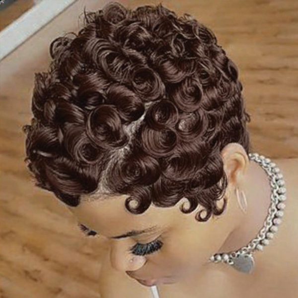 Dark brown short pixie cut wig
