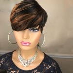 Black and brown two-tone layered pixie cut wig