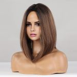 Sand brown shoulder-length bob wig