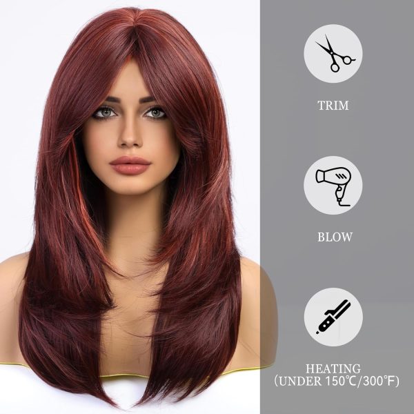Burgundy Layered Long Wig