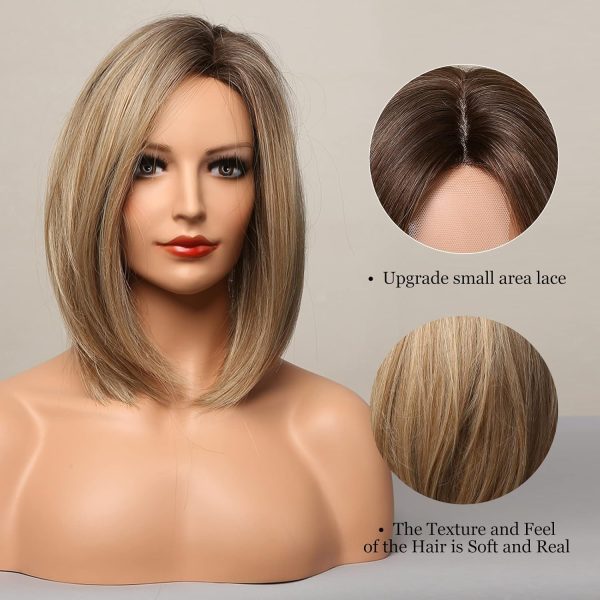 Gradient grey-gold shoulder-length bob wig