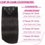 18" Double Weft Human Hair Clip-Ins, #1B
