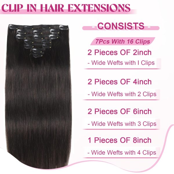 18" Double Weft Human Hair Clip-Ins, #1B