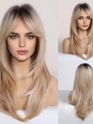 Shoulder-Length Golden Curly Wig