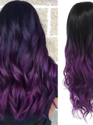 Gradient Purple Long Curly Wig
