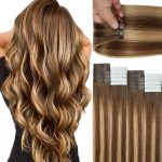 16" Balayage Tape-In Hair, Chocolate to Caramel Blonde