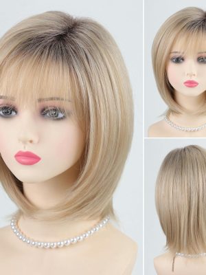 12-inch gradient gold bob wig