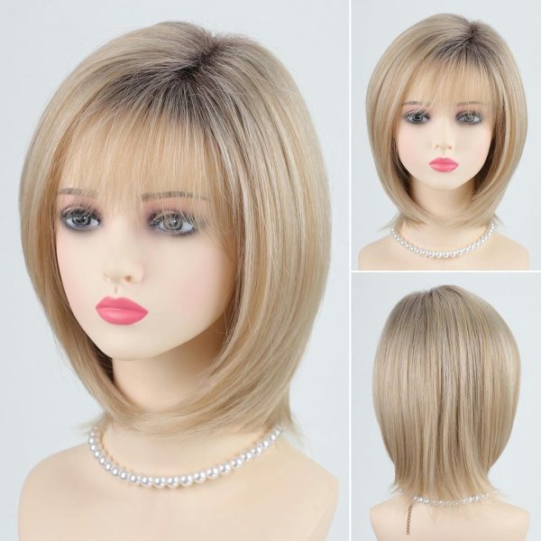 12-inch gradient gold bob wig