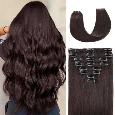 20" Seamless Silky Straight Human Hair Clip-Ins