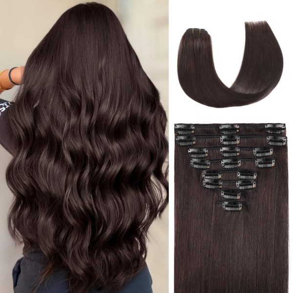 20" Seamless Silky Straight Human Hair Clip-Ins