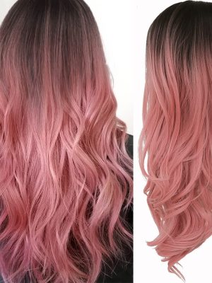 Gradient Pink Long Wavy Wig