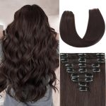 14" Invisible Seamless Human Hair Clip-Ins, Dark Brown