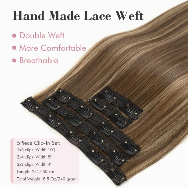 24" Synthetic Lace Weft Clip-Ins, Chocolate/Golden Blonde