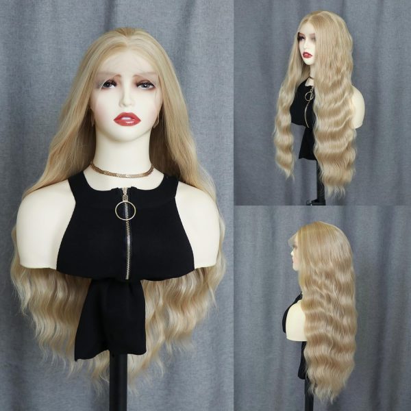 Gold Long Center-Parted Wavy Wig