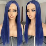 Dark Blue Glue-Free Long Straight Wig