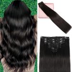 18" Double Weft Human Hair Clip-Ins, #1B