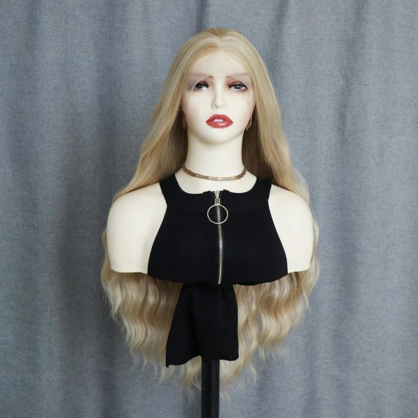 Gold Long Center-Parted Wavy Wig