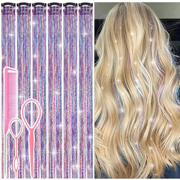 24" Dreamy Colorful Hair Tinsel Clip-Ins Kit